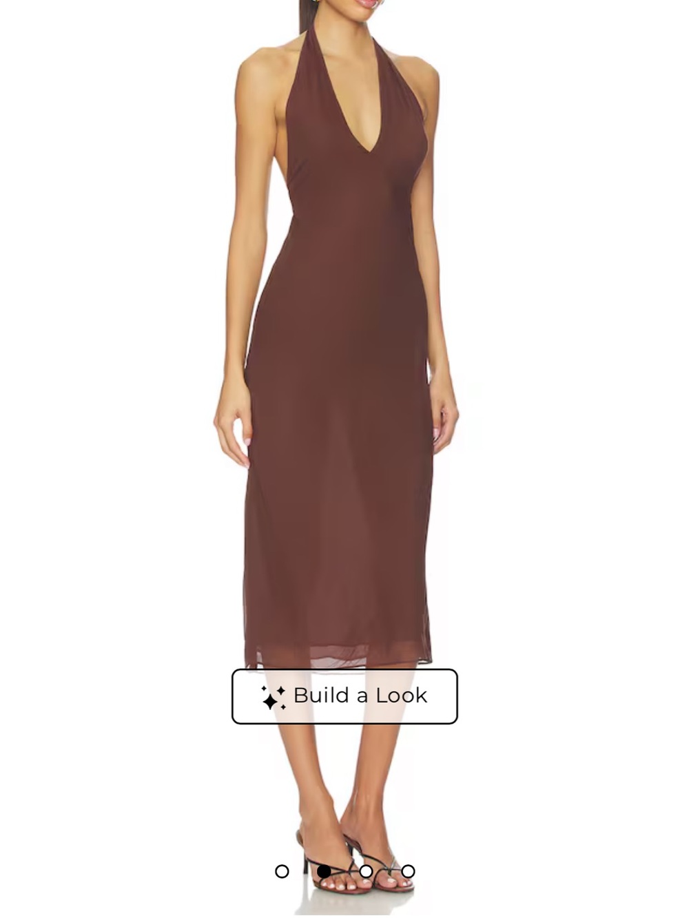 Revolve Eaves Via Backless Halter Midi Dress in Chocolate Brown